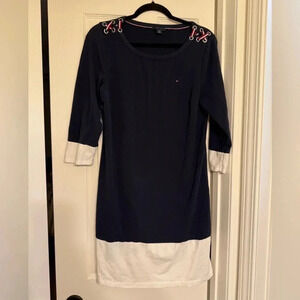 Tommy Hilfiger 3/4 length sleeve T-Shirt Dress, Navy Blue, Women's size M
